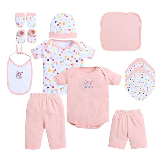 EIO Unisex Kids Cotton Solid Clothing Gift Set -13 Pieces