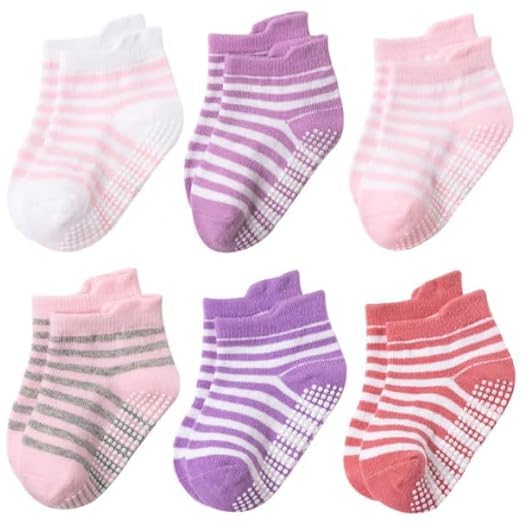 ZAPLES Baby Non Slip Grip Ankle Socks with Non Skid Soles for Infants Toddlers Kids Boys Girls