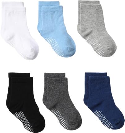 ZAPLES Baby Non Slip Grip Ankle Socks with Non Skid Soles for Infants Toddlers Kids Boys Girls