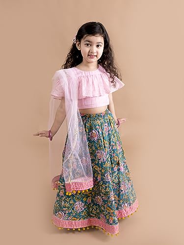 Pspeaches Girls Cotton Ready To Wear Readymade Lehenga And Choli Set