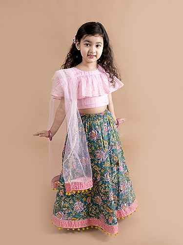 Pspeaches Girls Cotton Ready To Wear Readymade Lehenga And Choli Set