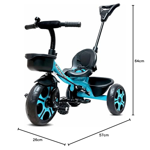 Kidsmate Xplorer 3-in-1 Tricycle for Kids | Durable Plug & Play Baby Trike with EVA Wheels, Safety Rail & Push Handle for Parents | Safe & Comfortable Ride for Toddlers 12-48 Months