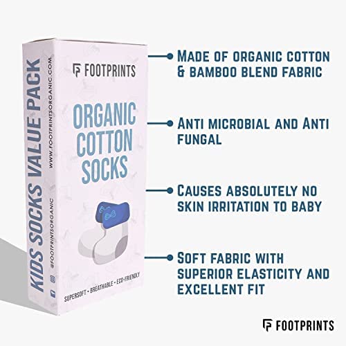 FOOTPRINTS Organic Cotton Anti-Skid Socks | Pack of 6