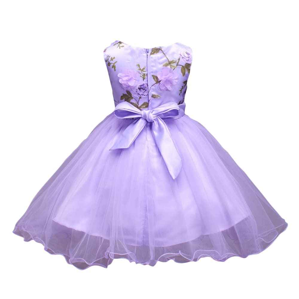 Hopscotch Girl's Fit And Flare Knee Length Sleeveless Floral Applique Party Dress