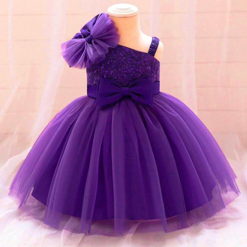 Niren Enterprise Barbet Sequence Embroidered Net Flaired Sleeve Less Baby Knee Length Girl's Frock