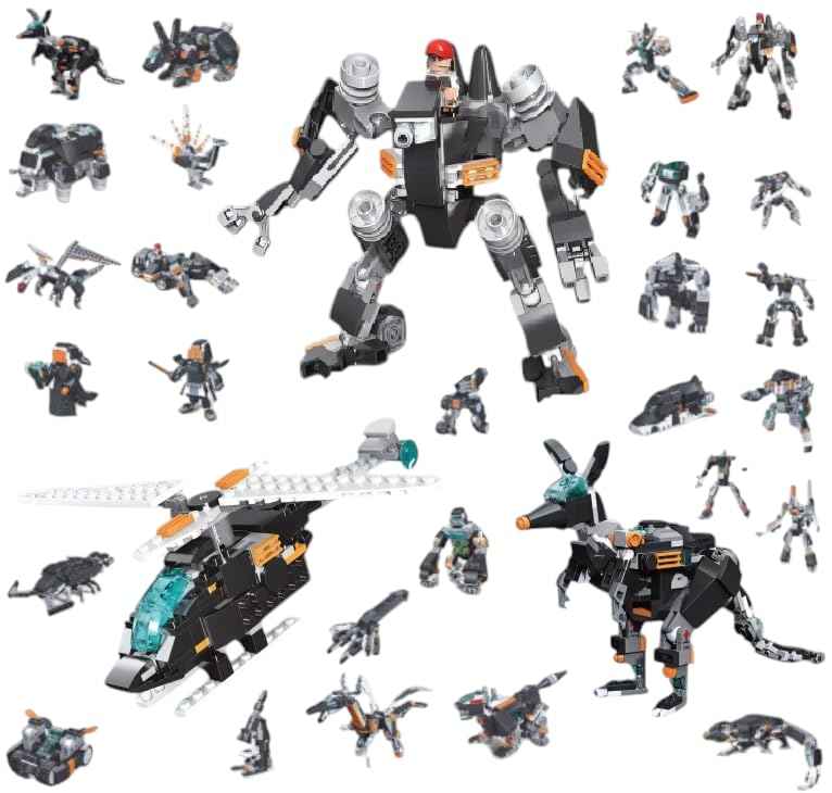 Umadiya® 36-in-1 Magic Building Blocks Set | 256+ Pieces | Creative Construction Toy for Kids | Includes Instruction Manual | Ideal for Boys & Girls Ages 6+ | DIY Brick Robot, Jet, Ship Models