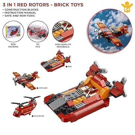 Umadiya® 36-in-1 Magic Building Blocks Set | 256+ Pieces | Creative Construction Toy for Kids | Includes Instruction Manual | Ideal for Boys & Girls Ages 6+ | DIY Brick Robot, Jet, Ship Models