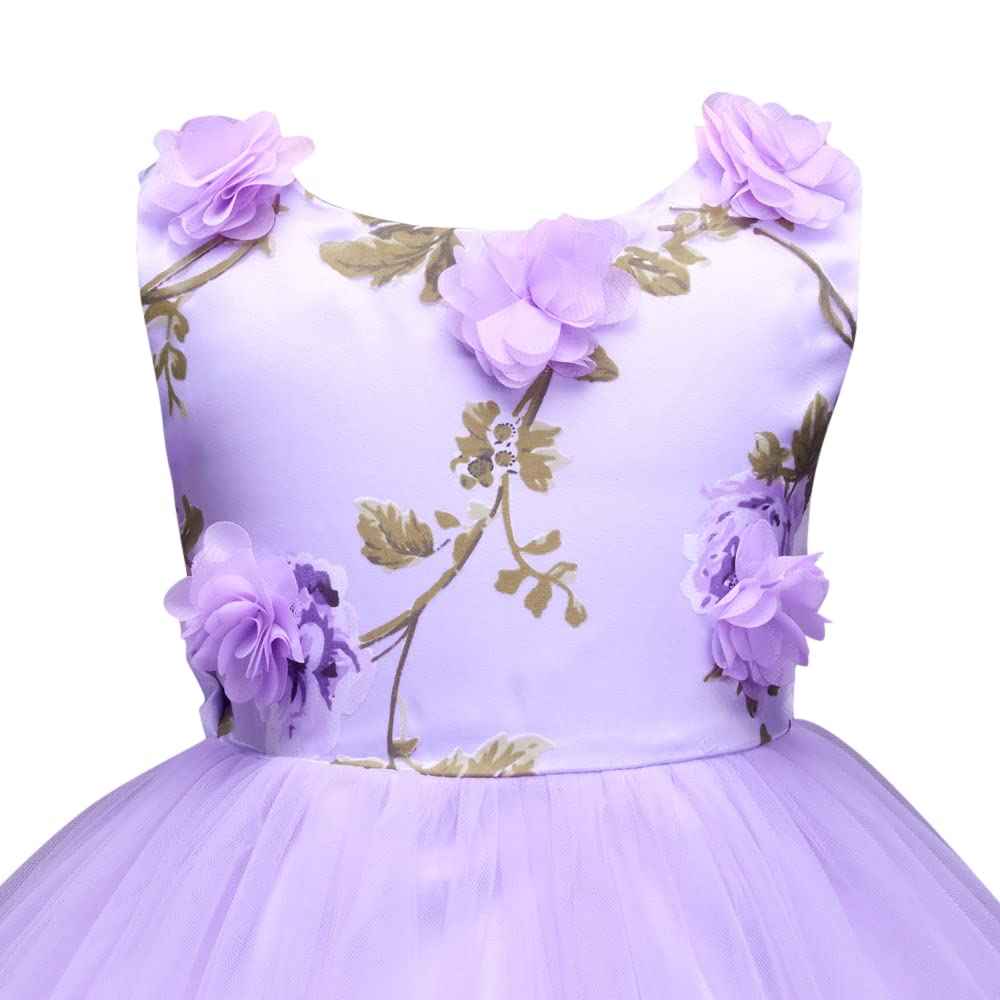 Hopscotch Girl's Fit And Flare Knee Length Sleeveless Floral Applique Party Dress
