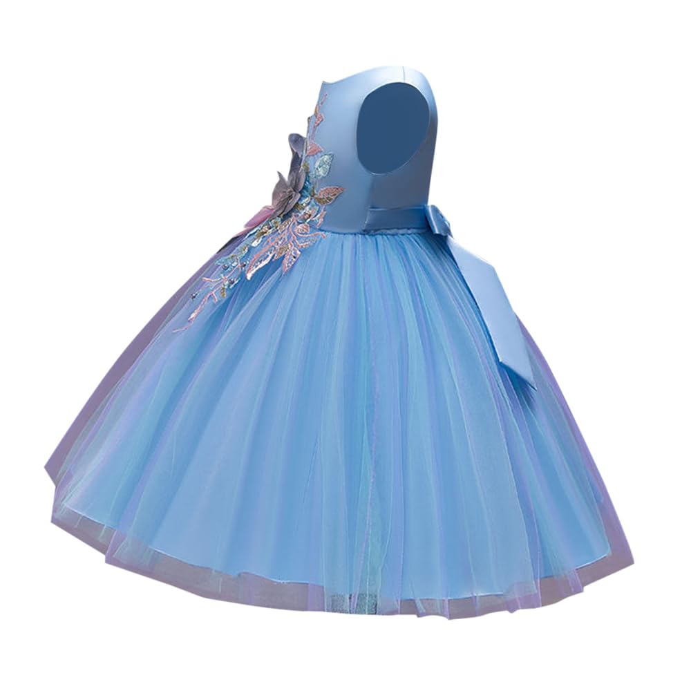 Hopscotch Girl's Fit And Flare Knee Length Knee-Length Polyester- Blend Floral Applique Sleeveless Party Dress