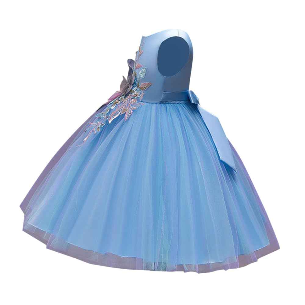 Hopscotch Girl's Fit And Flare Knee Length Knee-Length Polyester- Blend Floral Applique Sleeveless Party Dress