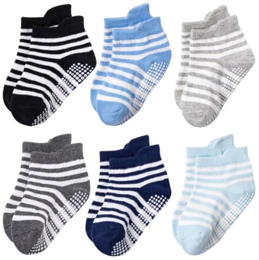 ZAPLES Baby Non Slip Grip Ankle Socks with Non Skid Soles for Infants Toddlers Kids Boys Girls