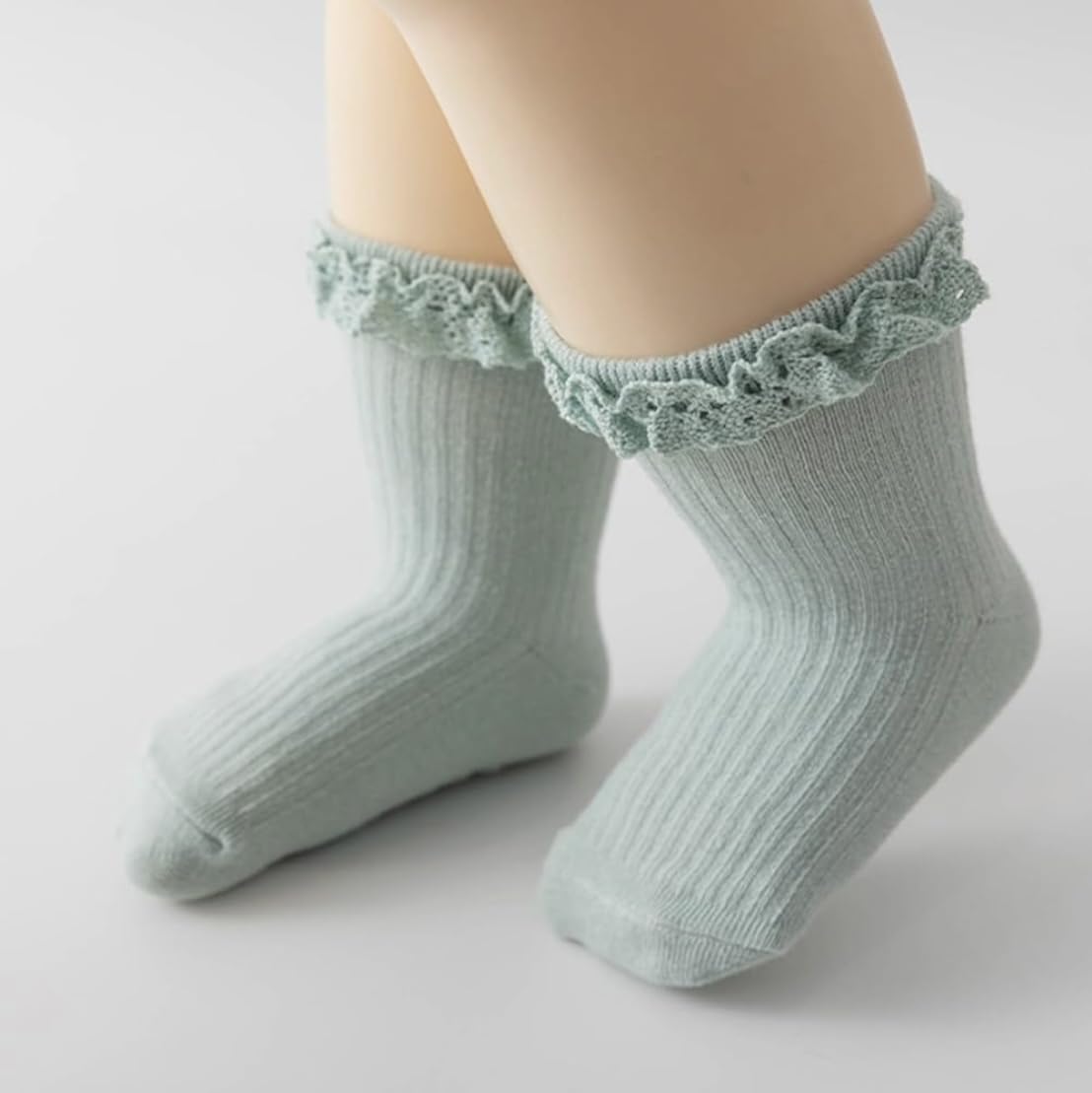 heartbury Cute and Colorful 100% Cotton Baby Girls Anti Slip Socks Frill &Ruffle Socks for Baby Girls, Grip socks for Baby