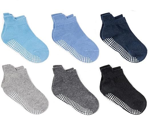 ZAPLES Baby Non Slip Grip Ankle Socks with Non Skid Soles for Infants Toddlers Kids Boys Girls