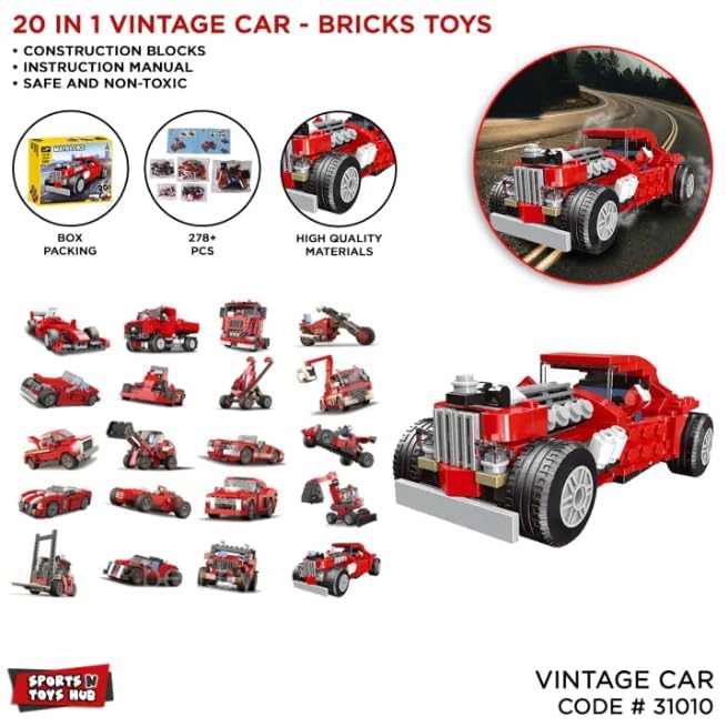 Umadiya® 36-in-1 Magic Building Blocks Set | 256+ Pieces | Creative Construction Toy for Kids | Includes Instruction Manual | Ideal for Boys & Girls Ages 6+ | DIY Brick Robot, Jet, Ship Models