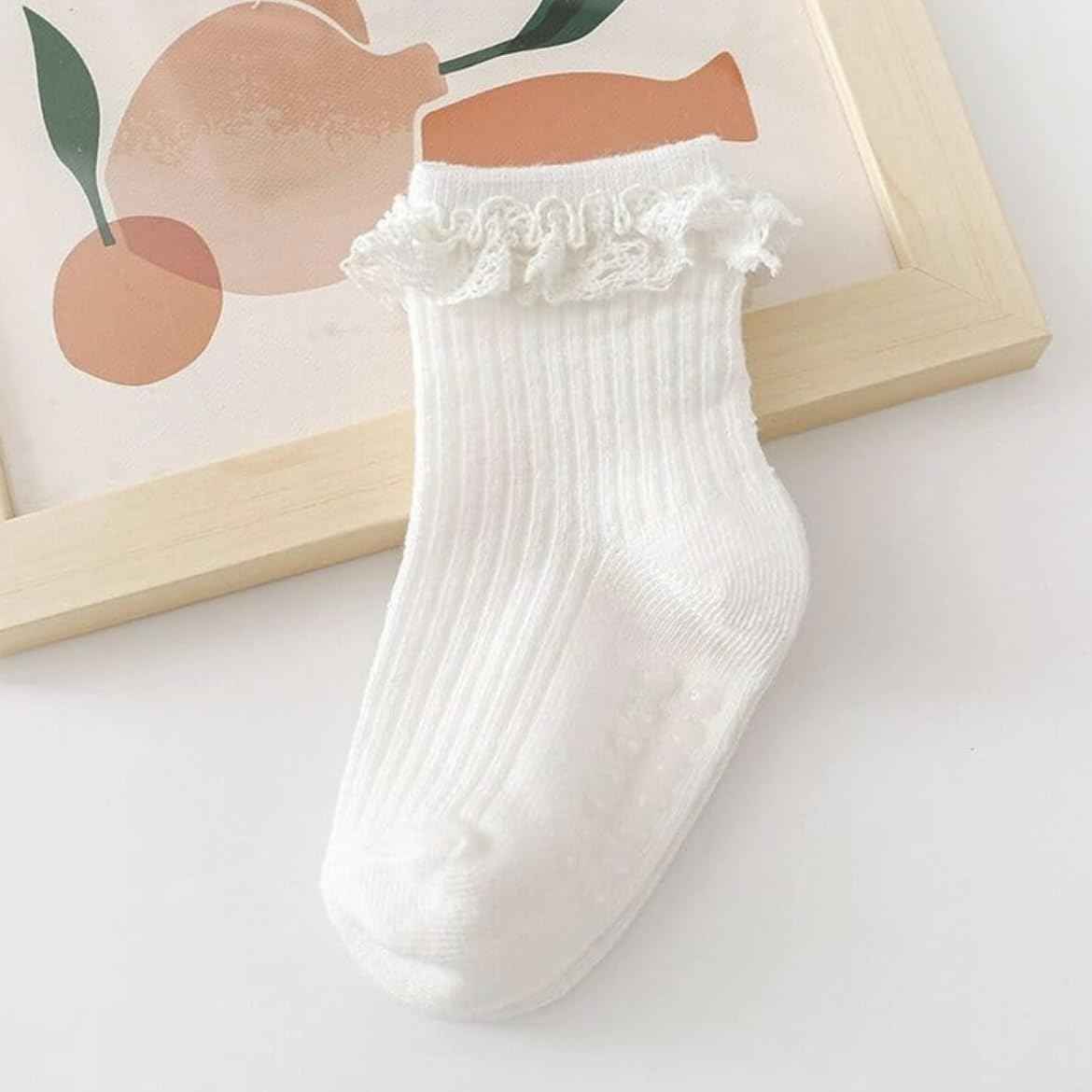heartbury Cute and Colorful 100% Cotton Baby Girls Anti Slip Socks Frill &Ruffle Socks for Baby Girls, Grip socks for Baby