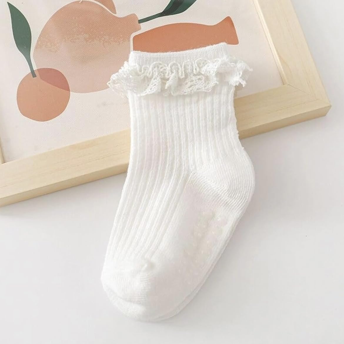 heartbury Cute and Colorful 100% Cotton Baby Girls Anti Slip Socks Frill &Ruffle Socks for Baby Girls, Grip socks for Baby