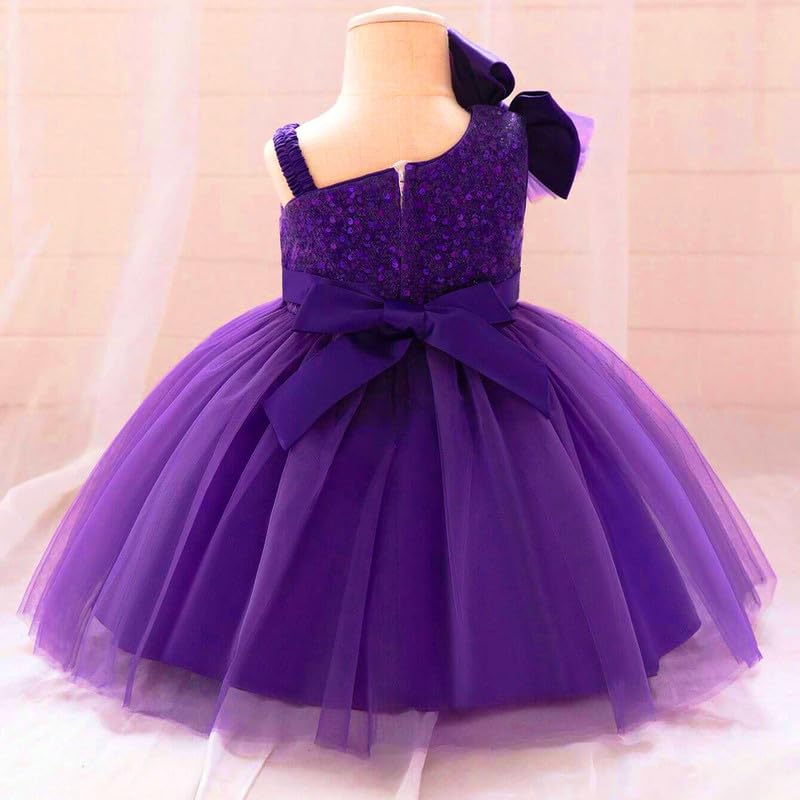 Niren Enterprise Barbet Sequence Embroidered Net Flaired Sleeve Less Baby Knee Length Girl's Frock