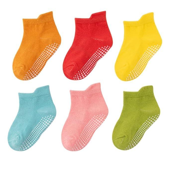 ZAPLES Baby Non Slip Grip Ankle Socks with Non Skid Soles for Infants Toddlers Kids Boys Girls