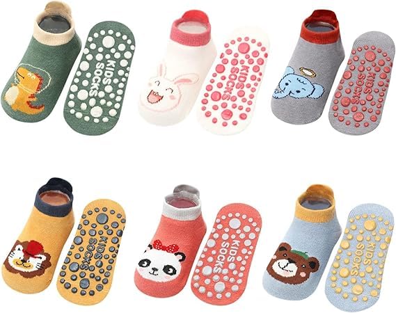 ZAPLES Baby Non Slip Grip Ankle Socks with Non Skid Soles for Infants Toddlers Kids Boys Girls