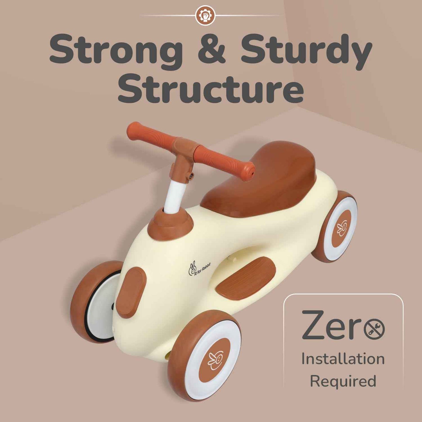 R for Rabbit Speedster Zoomy Push Ride-On for Baby, Wide TPE Wheels with Ergonomic & Comfortable Seat, Non Slip Footrest for 1 to 4 Years Kids, 20 Kgs Weight Capacity (Blue Grey)