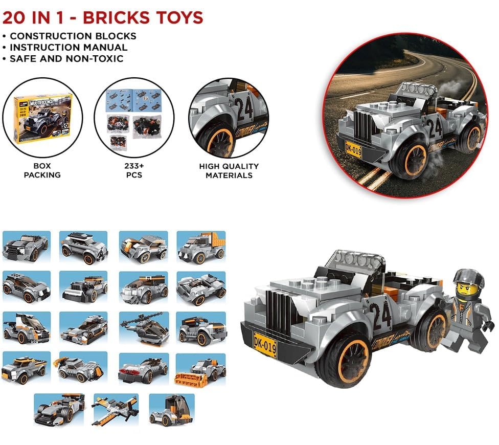 Umadiya® 36-in-1 Magic Building Blocks Set | 256+ Pieces | Creative Construction Toy for Kids | Includes Instruction Manual | Ideal for Boys & Girls Ages 6+ | DIY Brick Robot, Jet, Ship Models