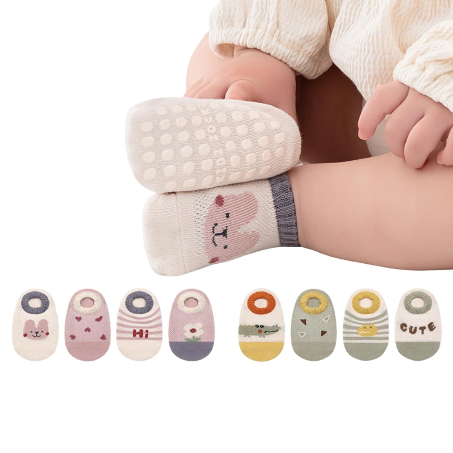 Ahamo Baby Boys' Summer Socks with Anti-Slip Grips