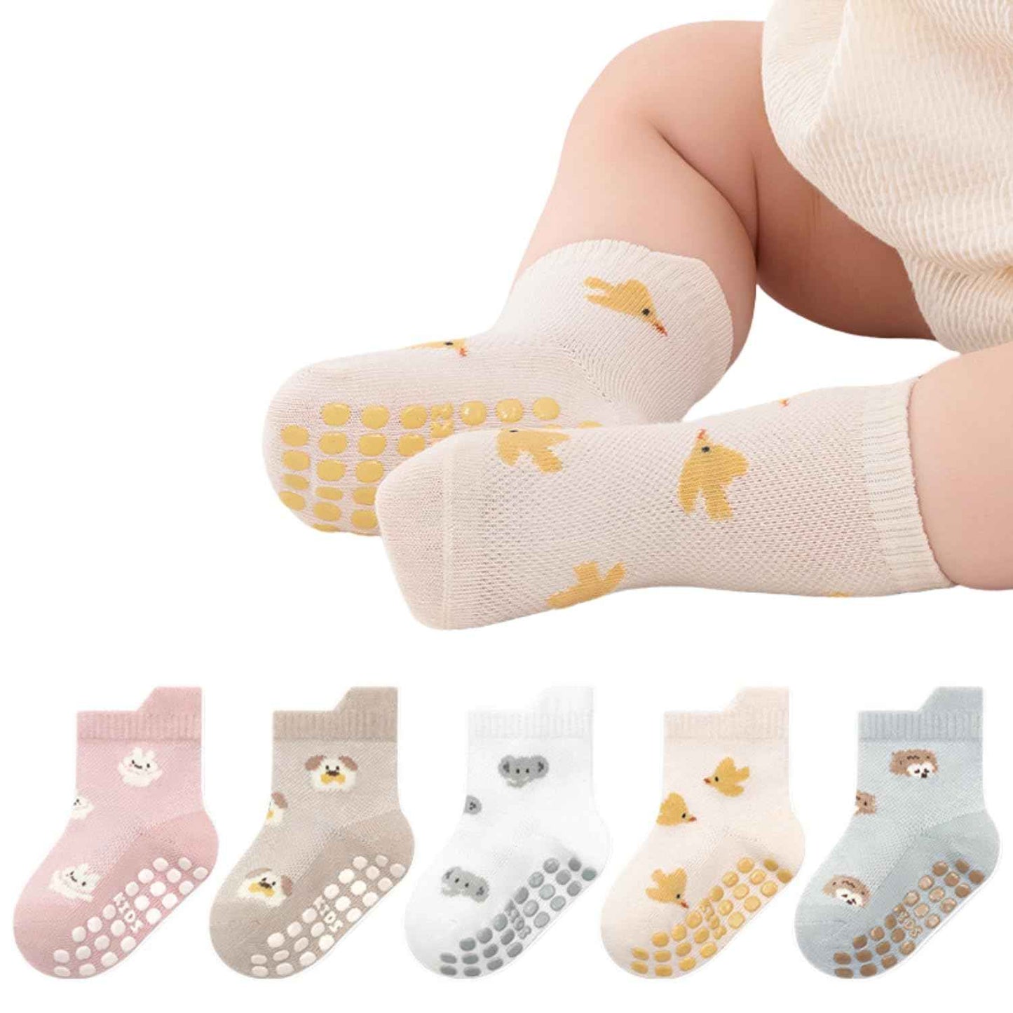 Ahamo Baby Boys' Summer Socks with Anti-Slip Grips