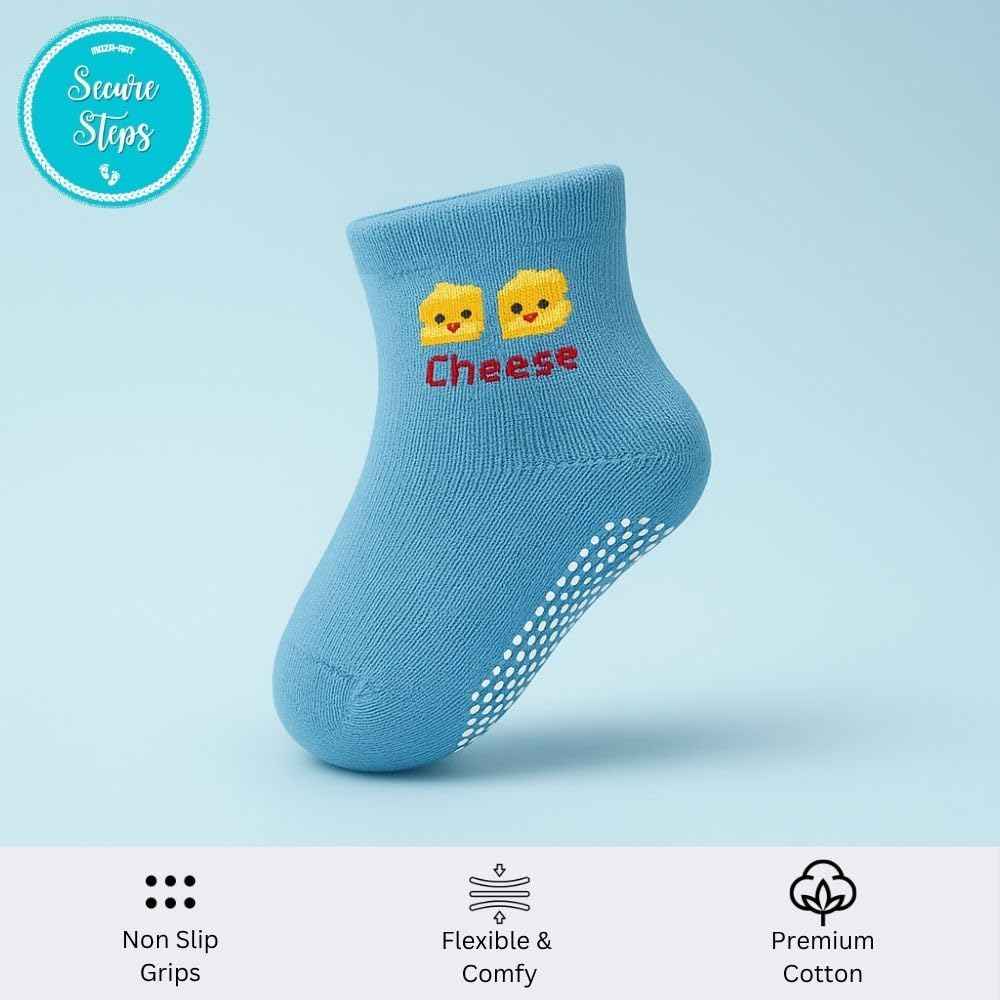 Non Slip Baby Socks for 1-3 Years – Anti Skid Cotton Socks for Toddlers | Baby Girls 12-36 Months | Crawling & Walking Socks | Pack of 4 (Girls)