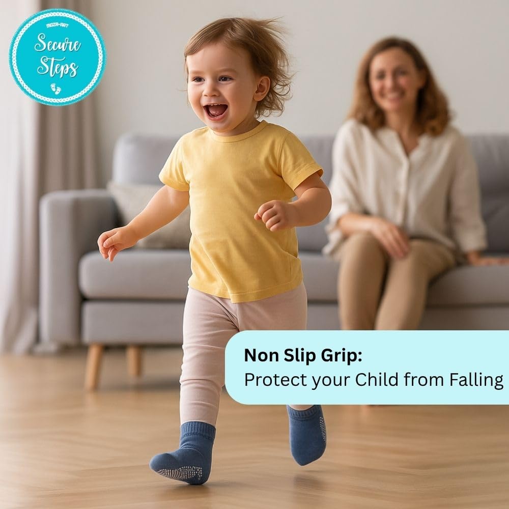 Non Slip Baby Socks for 1-3 Years – Anti Skid Cotton Socks for Toddlers | Baby Girls 12-36 Months | Crawling & Walking Socks | Pack of 4 (Girls)