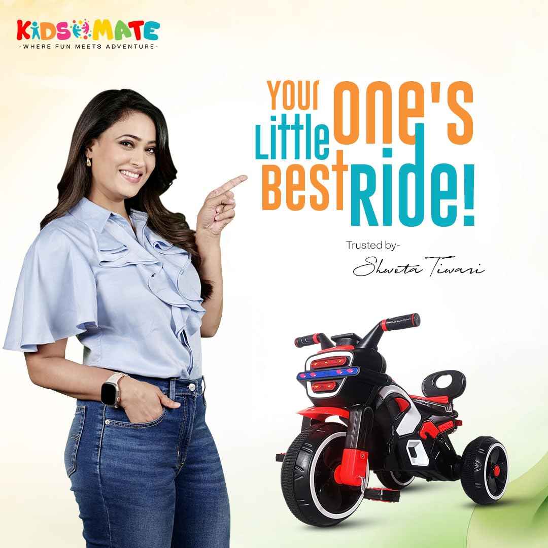 Kidsmate Turbo Bike Pedal Tricycle for Kids | Musical Horn & Lights | Ages 3-6 | Black-White