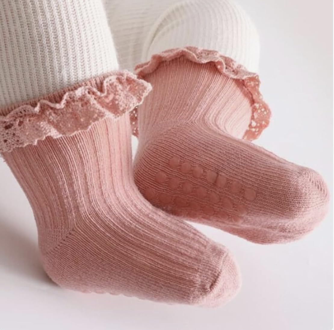 heartbury Cute and Colorful 100% Cotton Baby Girls Anti Slip Socks Frill &Ruffle Socks for Baby Girls, Grip socks for Baby
