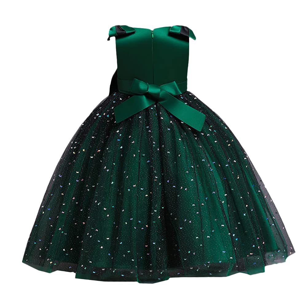 Hopscotch Girl's Fit And Flare Knee Length Polyester Bow Applique Party Knee-Length Dress