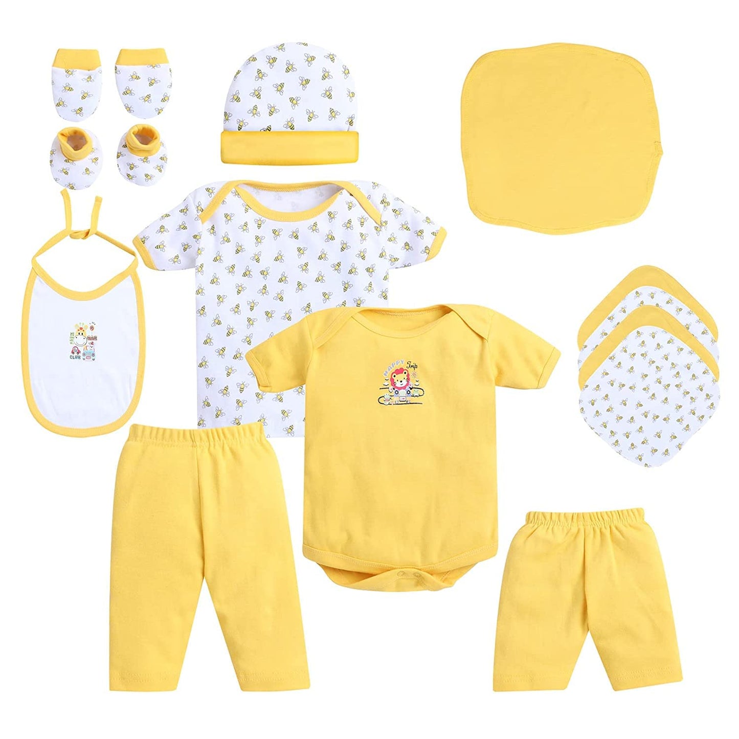 EIO Unisex Kids Cotton Solid Clothing Gift Set -13 Pieces