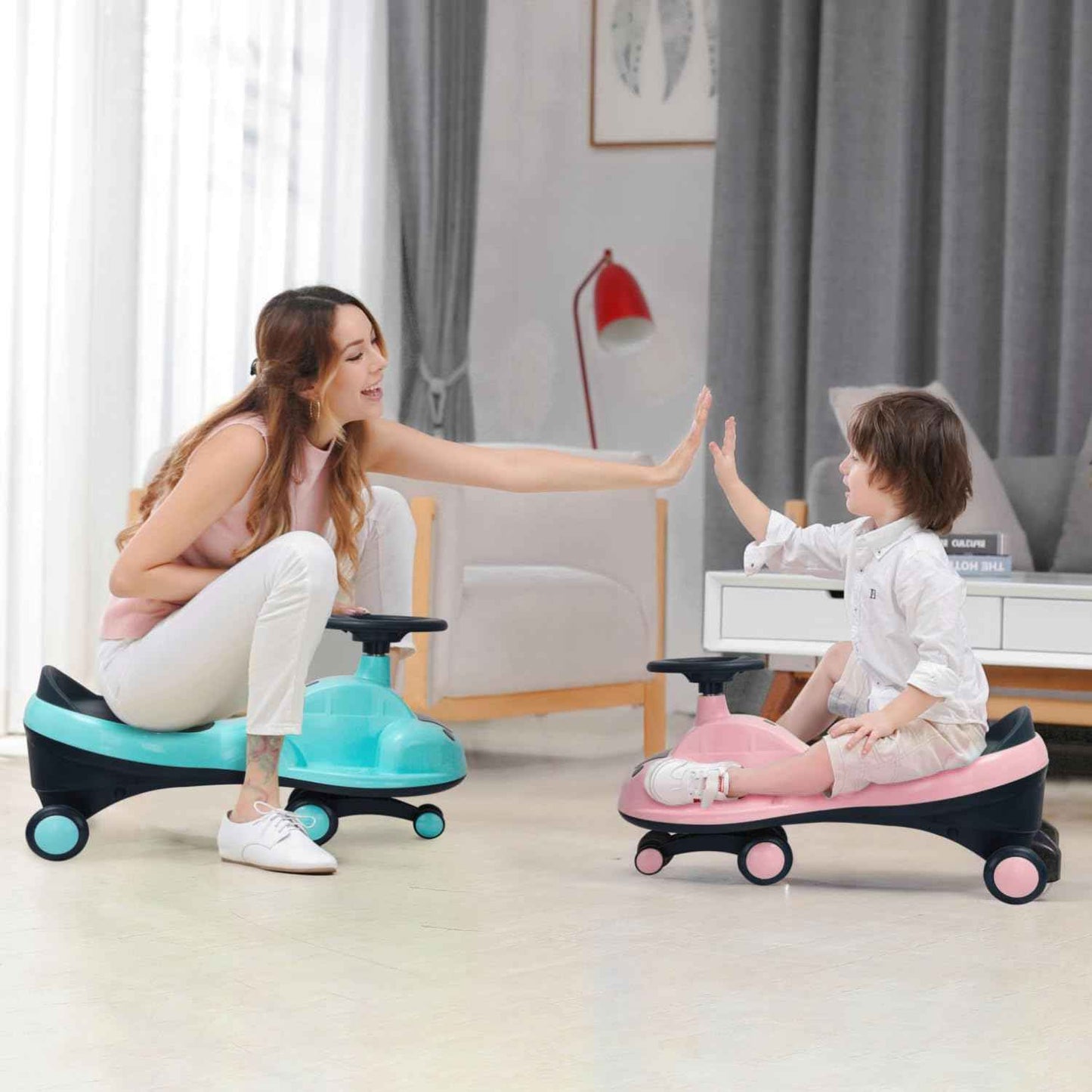 R for Rabbit Iya Iya Zippy Kids Swing Car, Scratch Free PVC Wheels with ABEC7 Bearing, Ride on Magic Toy Car for Kids Suitable for 3+ Years Boys & Girls, Upto 75 Kgs (Lake Blue)