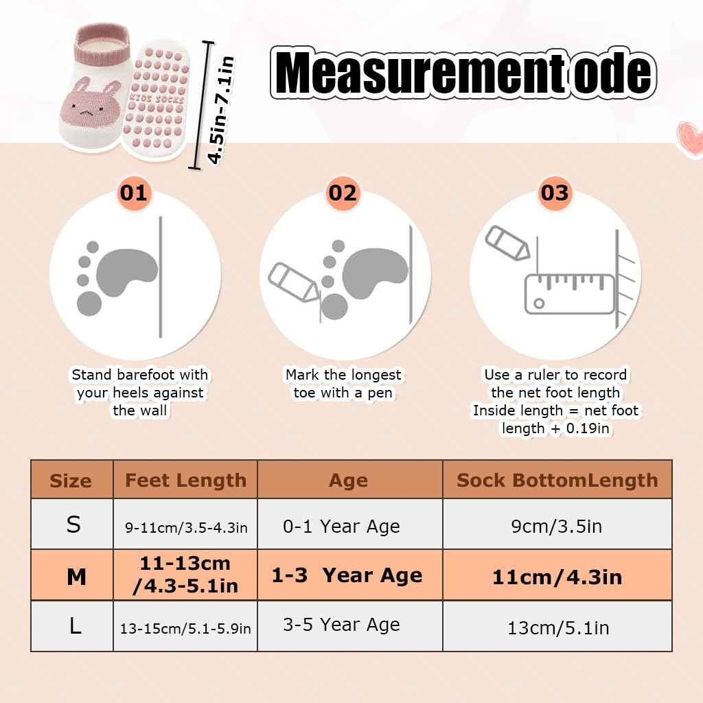 SNOWIE SOFT® 5 Pairs Baby Socks Set, Antislip Socks for New Born Baby 0-3 Years, Non Slip Grip Ankle Socks with Non Skid Soles for Infants Baby Shower Gifts