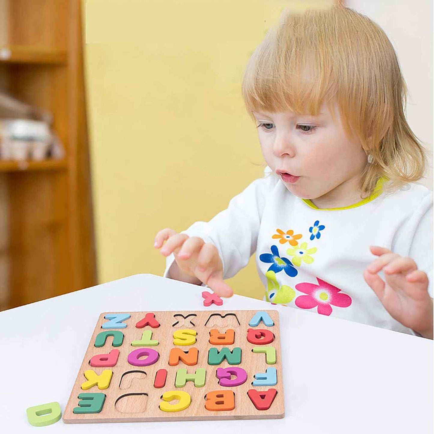 Niwlix Wooden Learning Educational Board for Kids, Puzzle Toys for 2+ Years Old Boys & Girls Educational Toys for Toddlers & Preschoolers, ABCD for Kids(Alphabets, Numbers & Shapes)