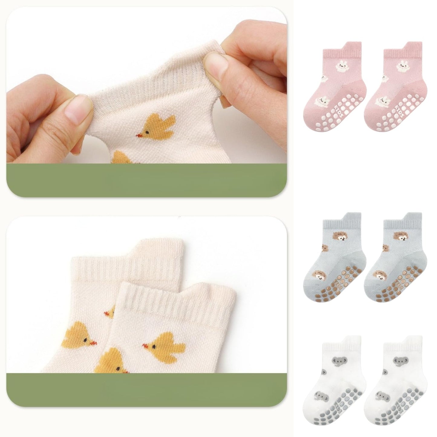 Ahamo Baby Boys' Summer Socks with Anti-Slip Grips