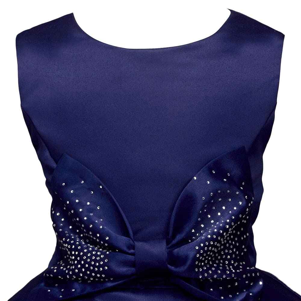 Hopscotch Girls Cotton Sleeveless Bow Applique Party Maxi Dress