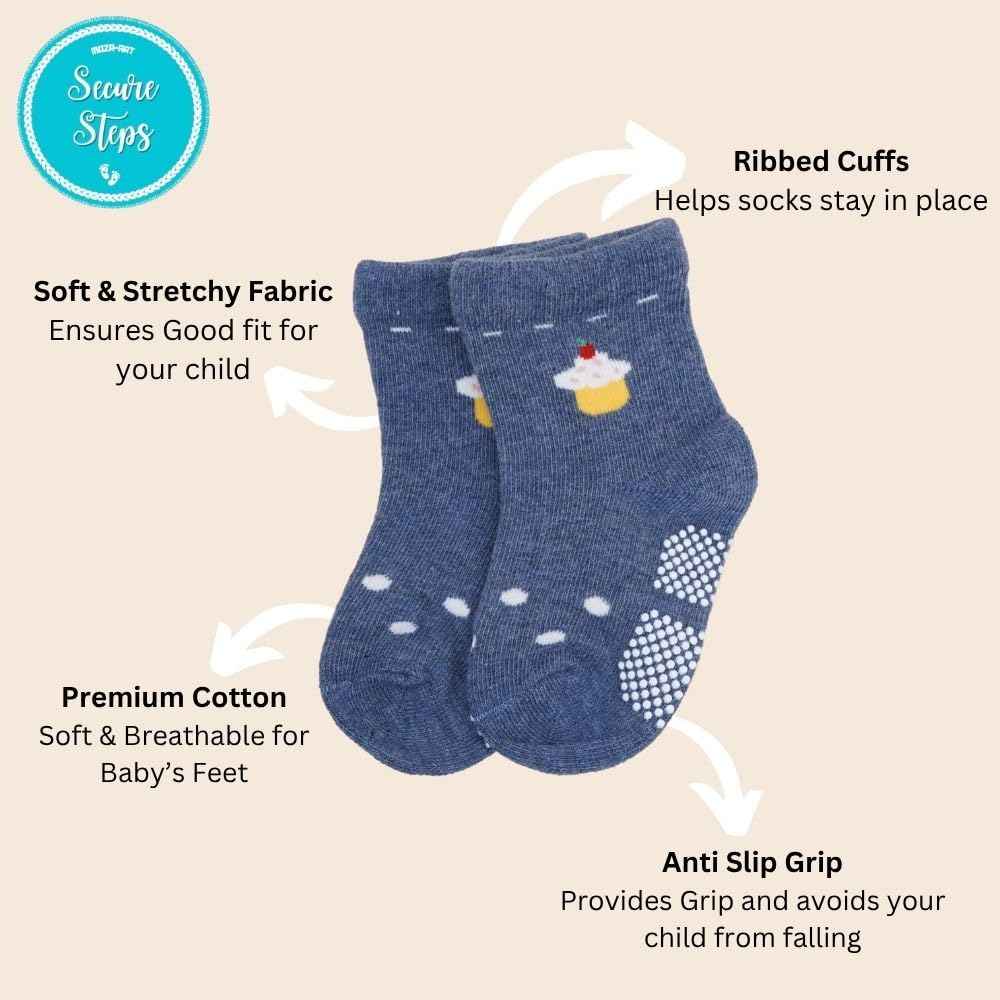 Non Slip Baby Socks for 1-3 Years – Anti Skid Cotton Socks for Toddlers | Baby Girls 12-36 Months | Crawling & Walking Socks | Pack of 4 (Girls)