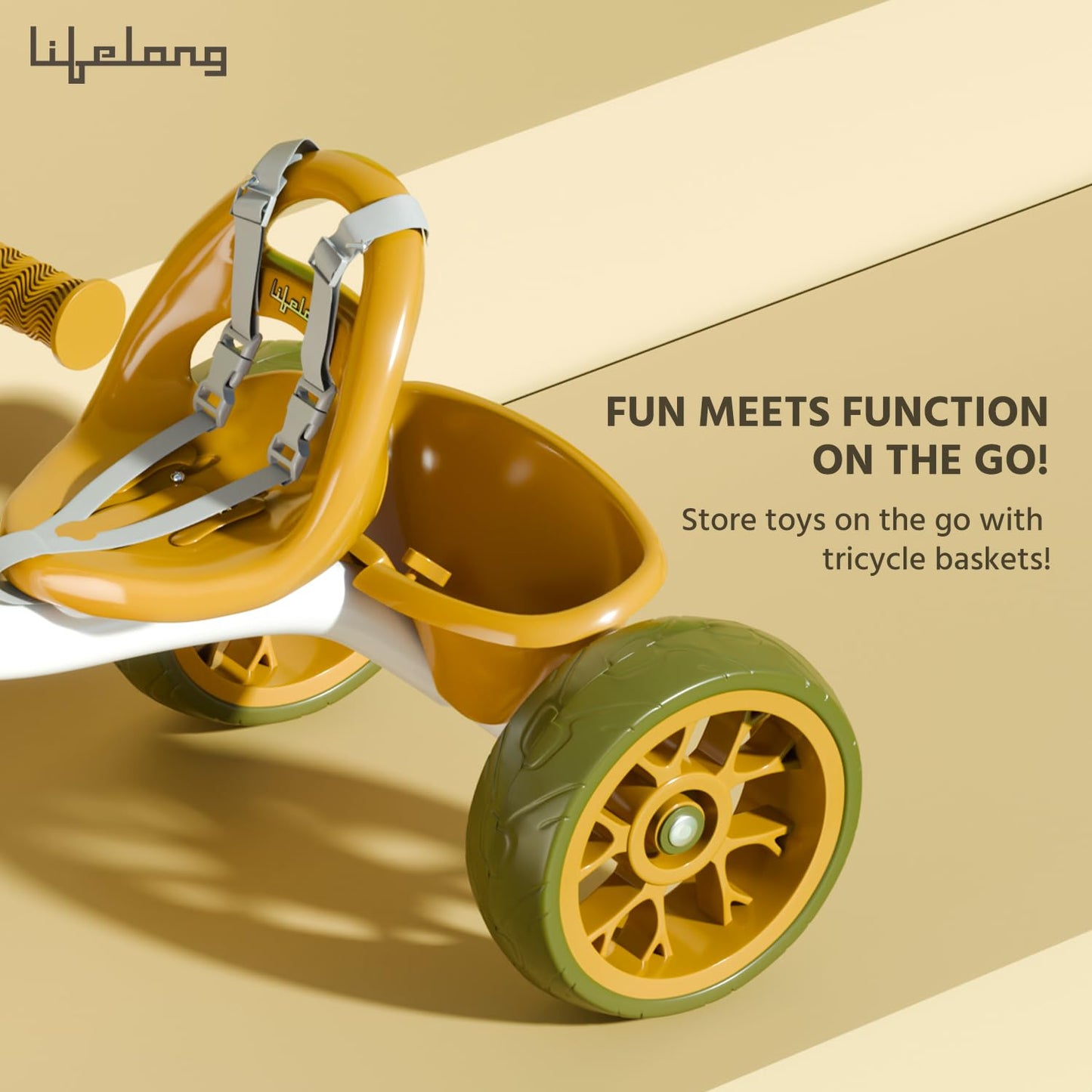 Lifelong Trike Cycle for Kids Cycle 2-5 Years - Tricycles for Boy & Girl - Baby Cycle - Bicycle for Kids - Bike with 3 EVA Wheels, Bell & Basket -Durable Tricycle with Parental Control