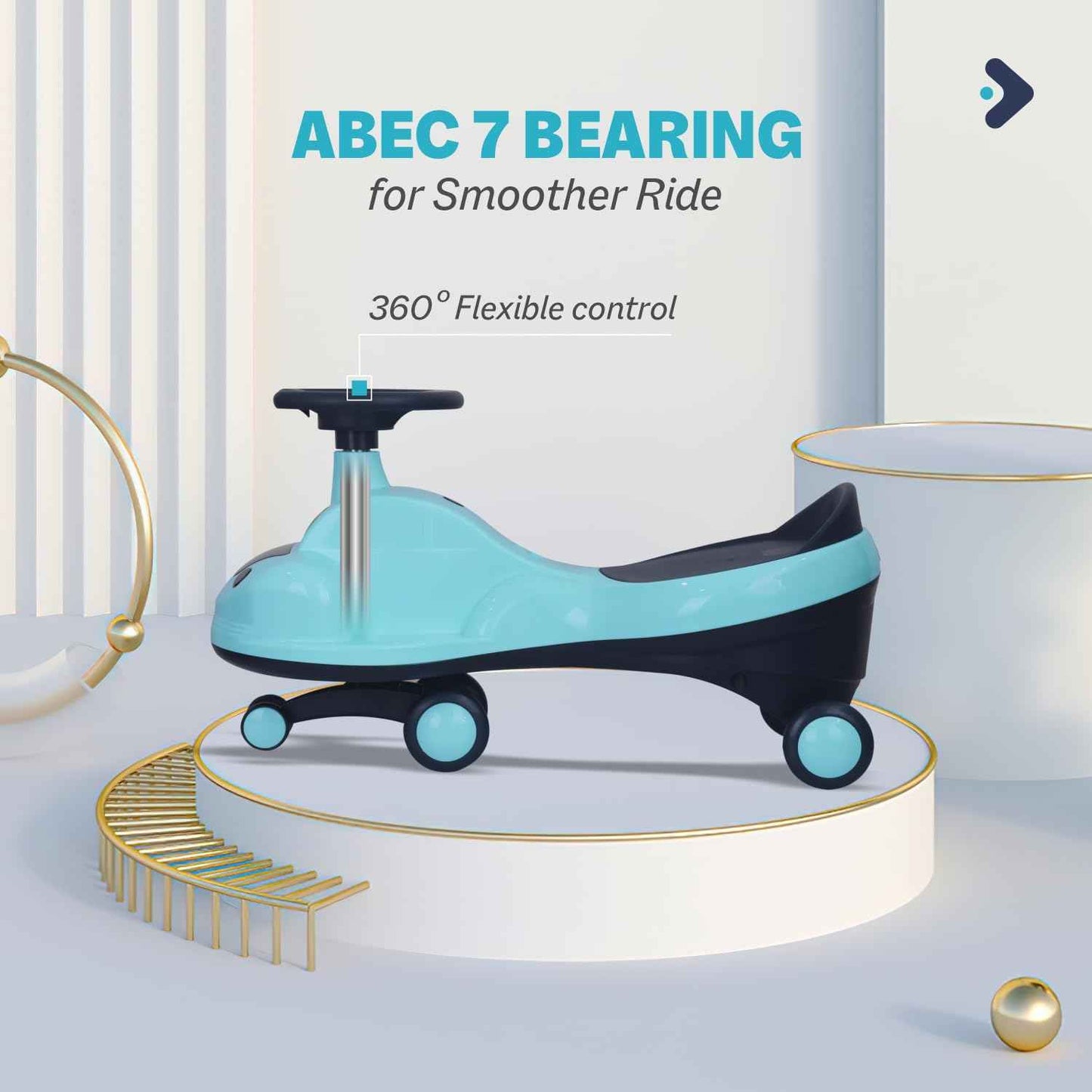 R for Rabbit Iya Iya Zippy Kids Swing Car, Scratch Free PVC Wheels with ABEC7 Bearing, Ride on Magic Toy Car for Kids Suitable for 3+ Years Boys & Girls, Upto 75 Kgs (Lake Blue)