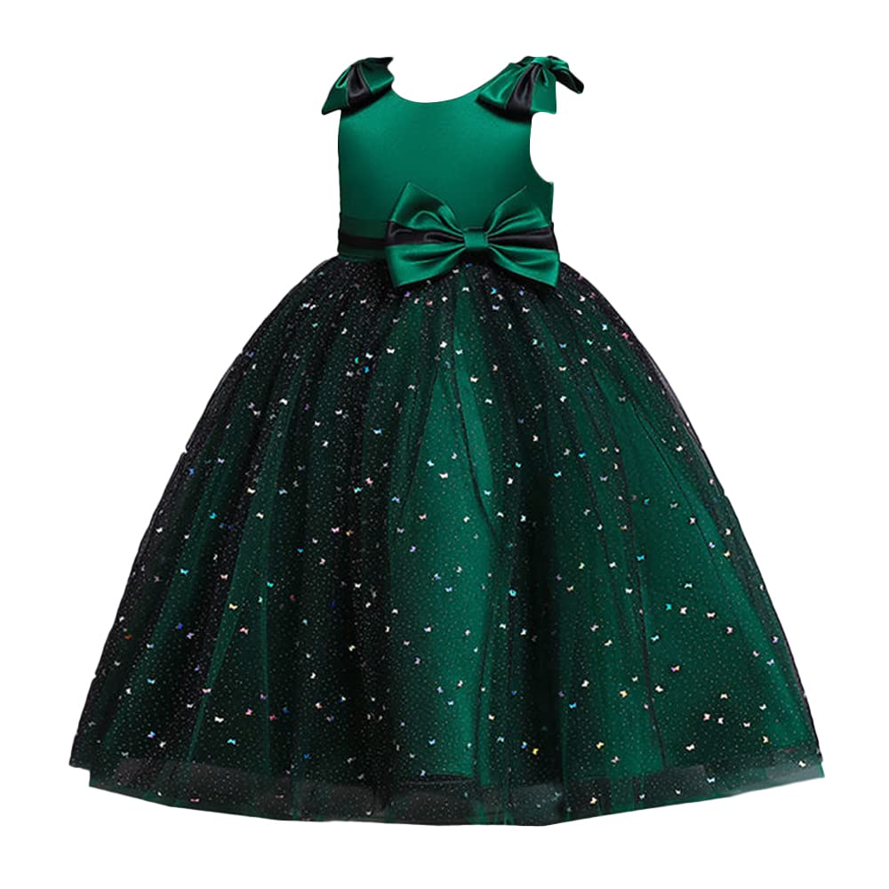 Hopscotch Girl's Fit And Flare Knee Length Polyester Bow Applique Party Knee-Length Dress