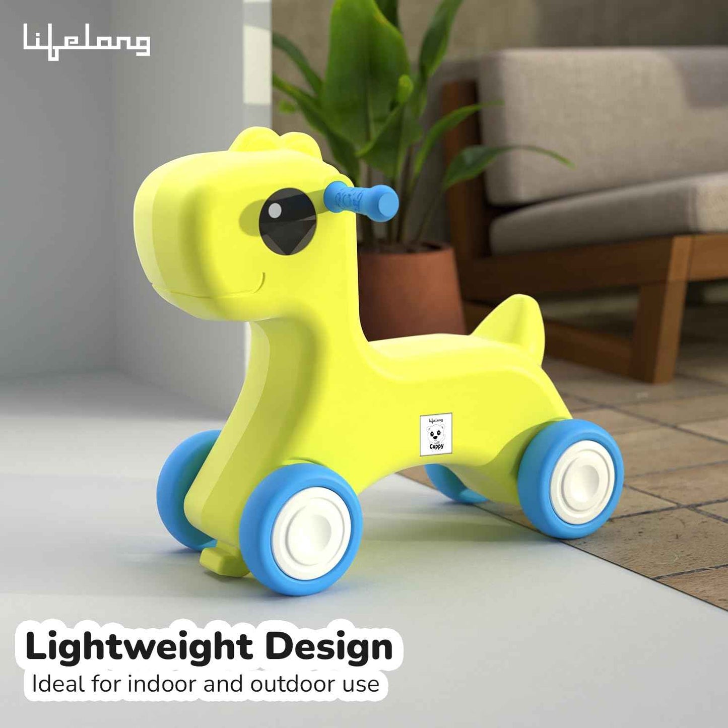 Lifelong Cuppy Caterpillar Ride-On for Kids 1+ Years|Fun Musical Ride with Lights|Safe,Sturdy & Round Edges Push Ride|Load Capacity 35kg|Indoor & Outdoor Play Vehicle for Boys & Girls(LLCR18),Pink