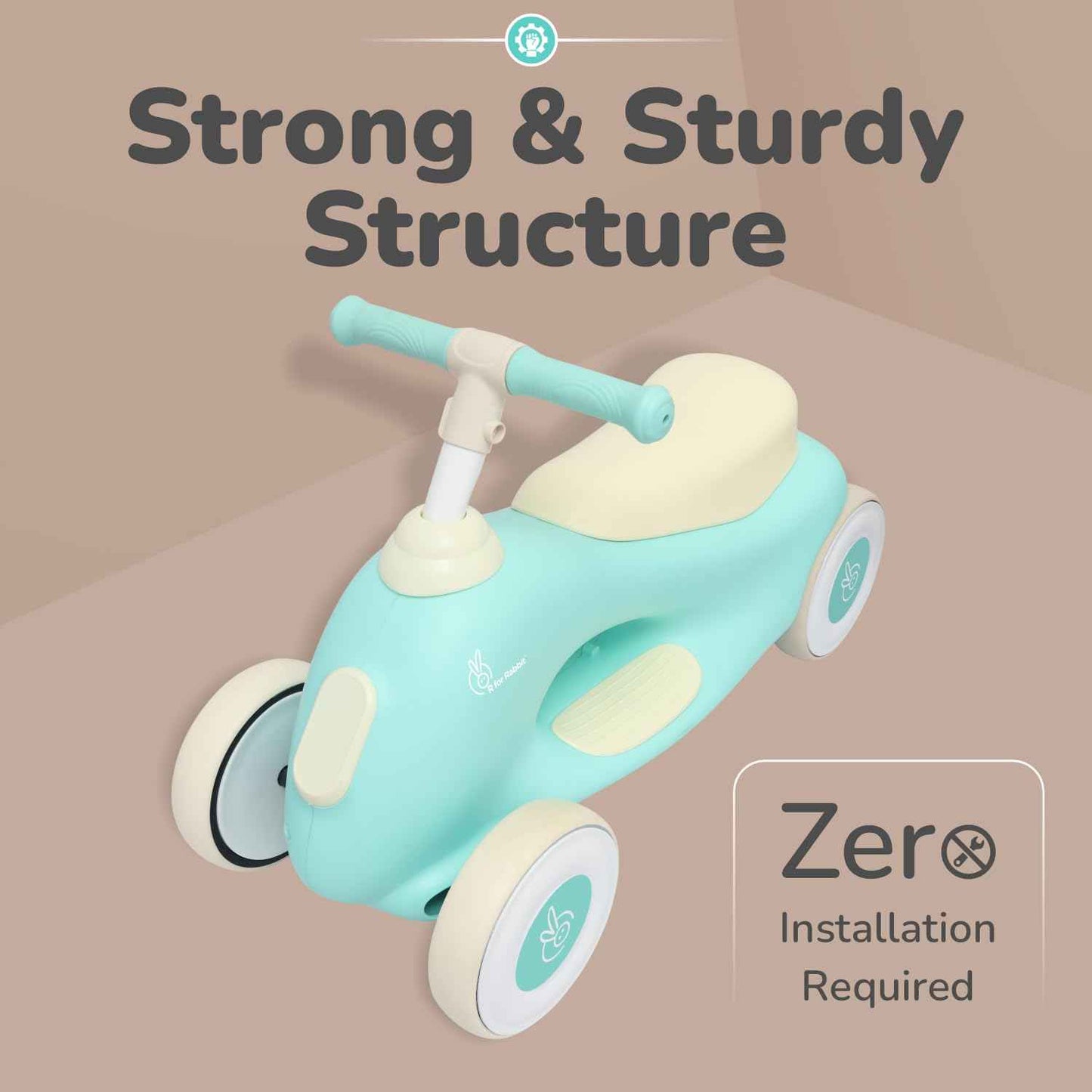 R for Rabbit Speedster Zoomy Push Ride-On for Baby, Wide TPE Wheels with Ergonomic & Comfortable Seat, Non Slip Footrest for 1 to 4 Years Kids, 20 Kgs Weight Capacity (Blue Grey)
