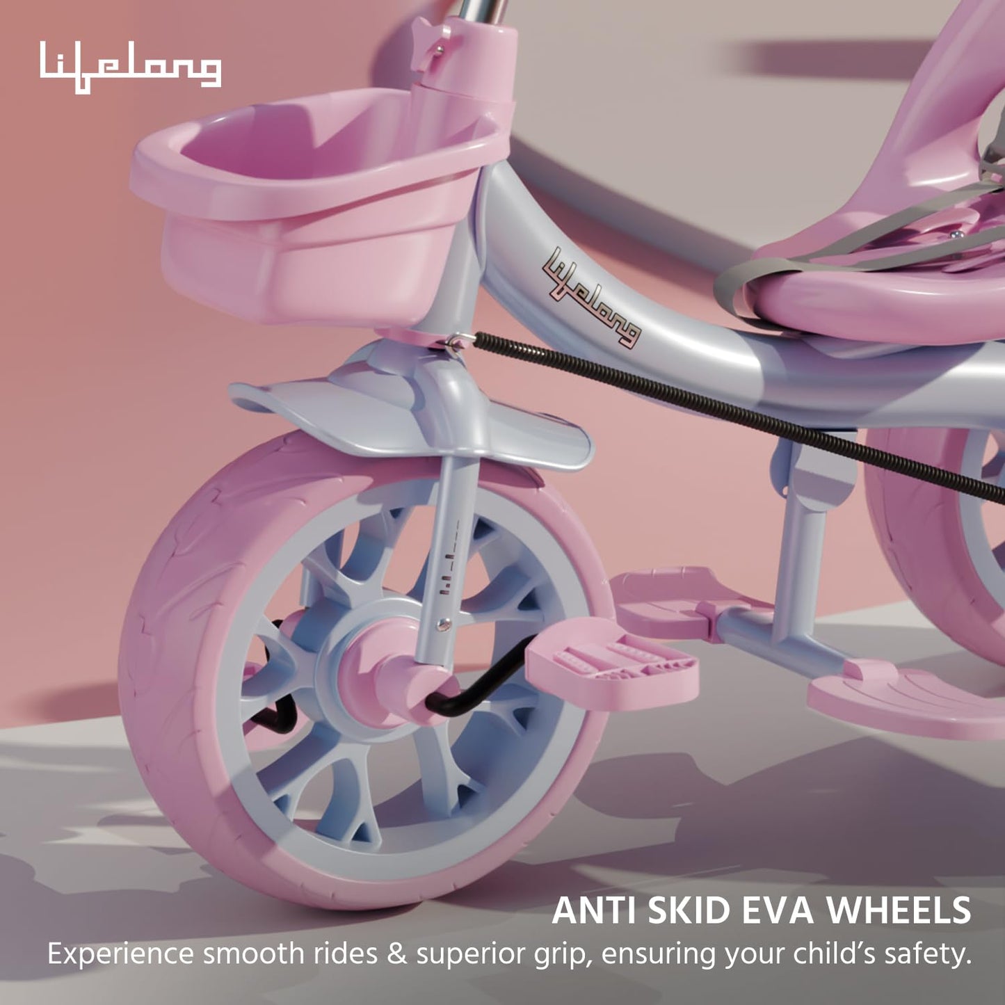 Lifelong Trike Cycle for Kids Cycle 2-5 Years - Tricycles for Boy & Girl - Baby Cycle - Bicycle for Kids - Bike with 3 EVA Wheels, Bell & Basket -Durable Tricycle with Parental Control