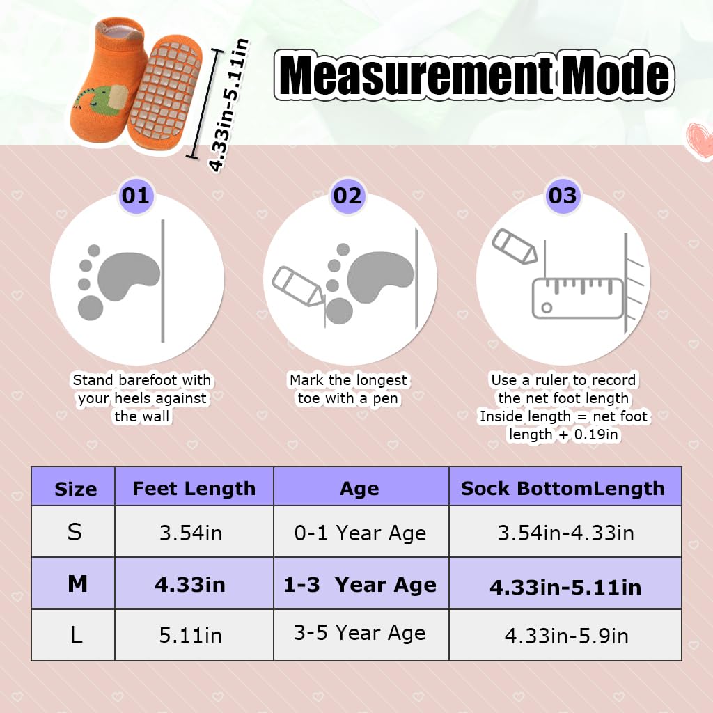 SNOWIE SOFT® 5 Pairs Baby Socks Set, Antislip Socks for New Born Baby 0-3 Years, Non Slip Grip Ankle Socks with Non Skid Soles for Infants Baby Shower Gifts
