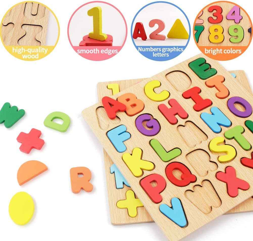 Niwlix Wooden Learning Educational Board for Kids, Puzzle Toys for 2+ Years Old Boys & Girls Educational Toys for Toddlers & Preschoolers, ABCD for Kids(Alphabets, Numbers & Shapes)