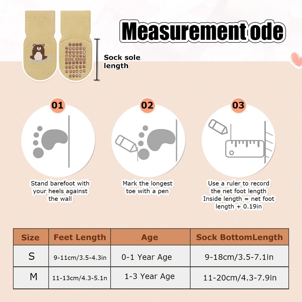 SNOWIE SOFT® 5 Pairs Baby Socks Set, Antislip Socks for New Born Baby 0-3 Years, Non Slip Grip Ankle Socks with Non Skid Soles for Infants Baby Shower Gifts