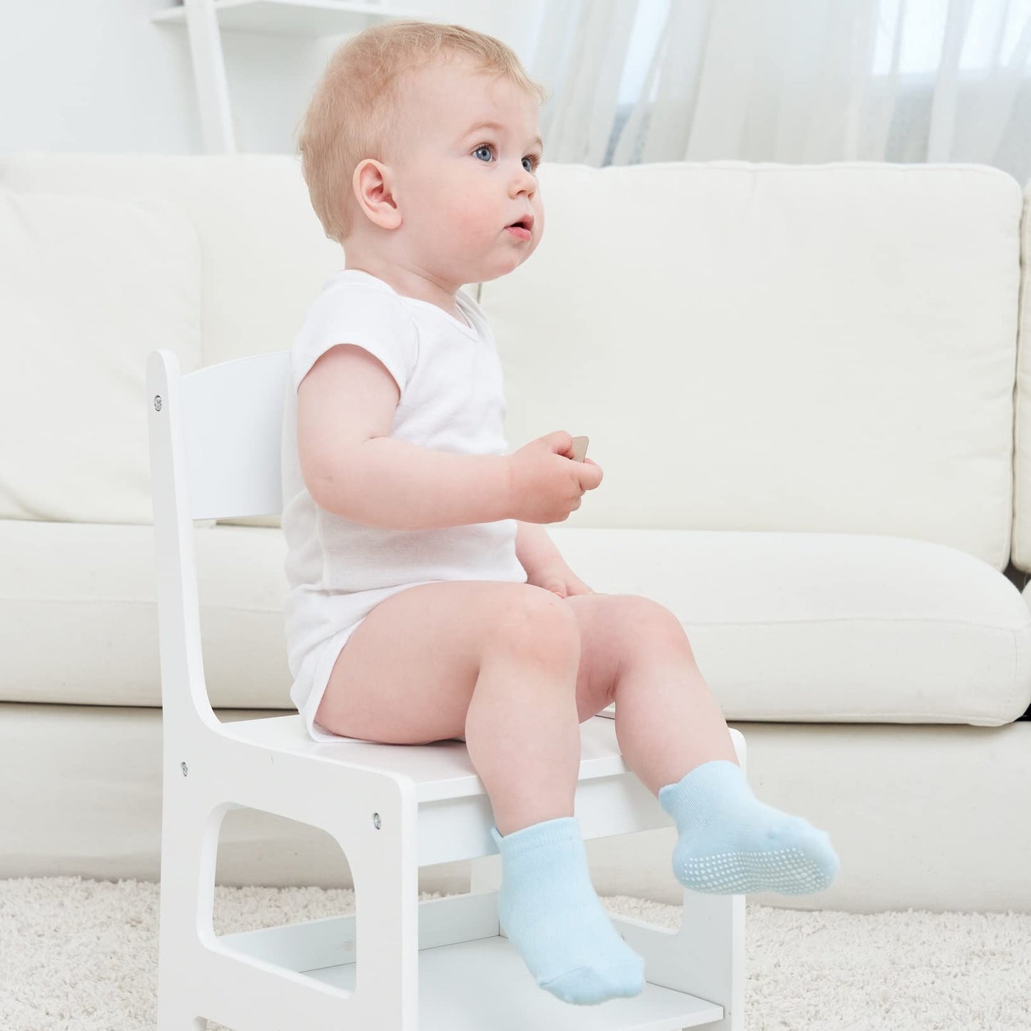 ZAPLES Baby Non Slip Grip Ankle Socks with Non Skid Soles for Infants Toddlers Kids Boys Girls