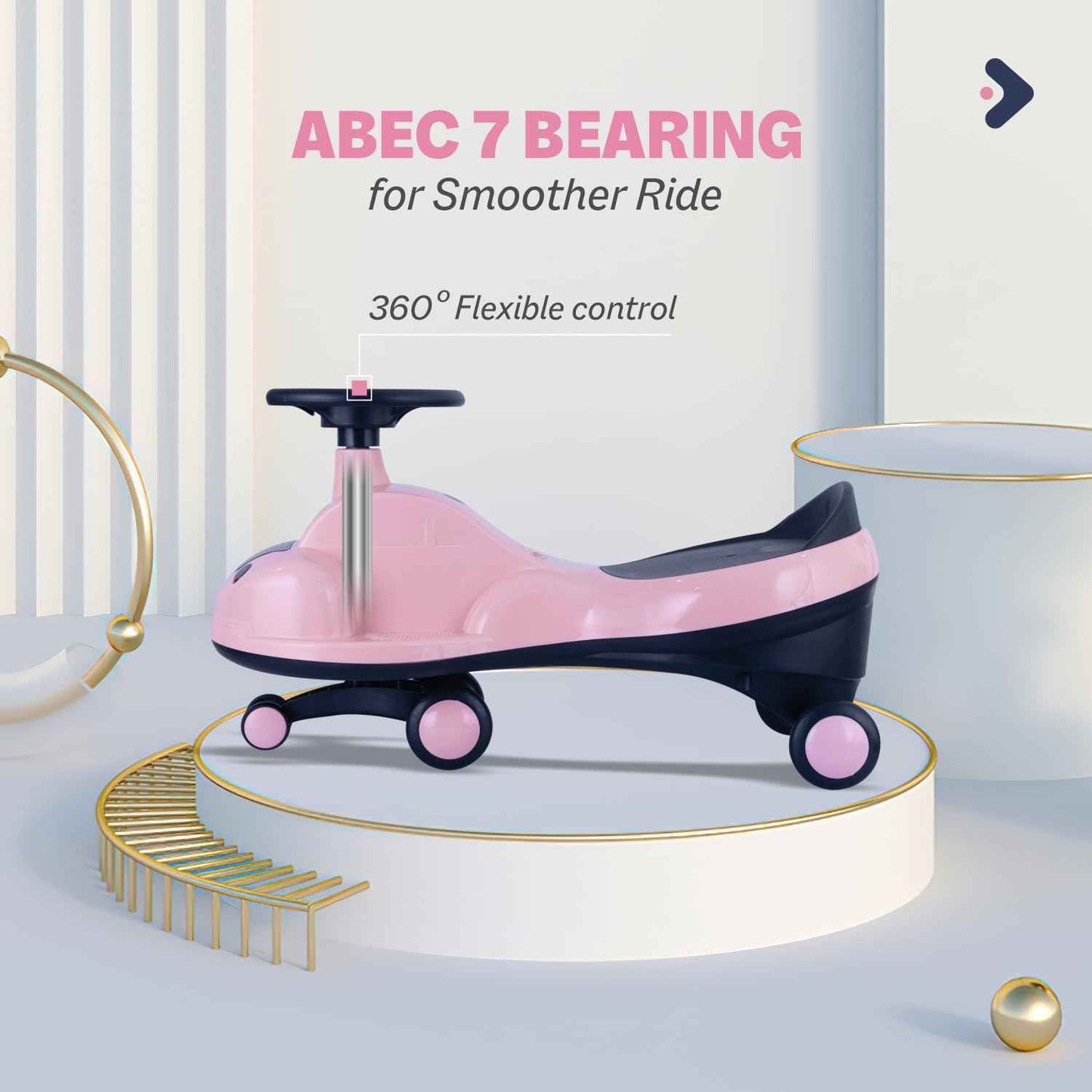 R for Rabbit Iya Iya Zippy Kids Swing Car, Scratch Free PVC Wheels with ABEC7 Bearing, Ride on Magic Toy Car for Kids Suitable for 3+ Years Boys & Girls, Upto 75 Kgs (Lake Blue)
